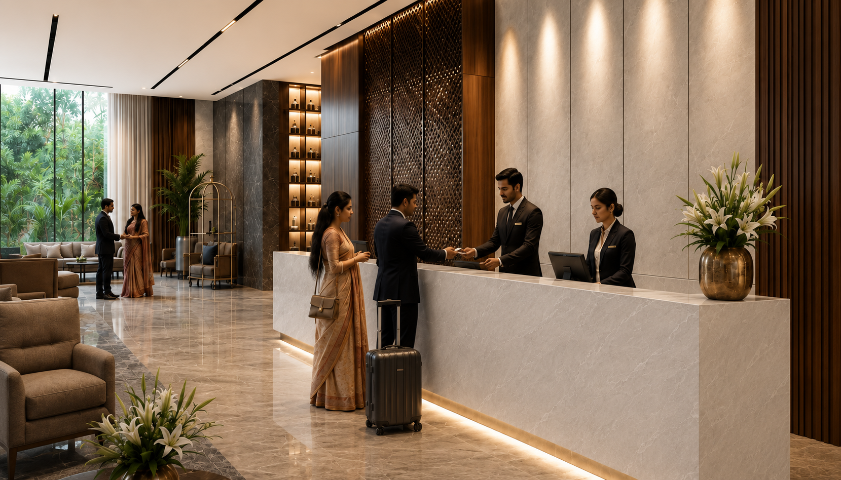 Hospitality luxury white marble application