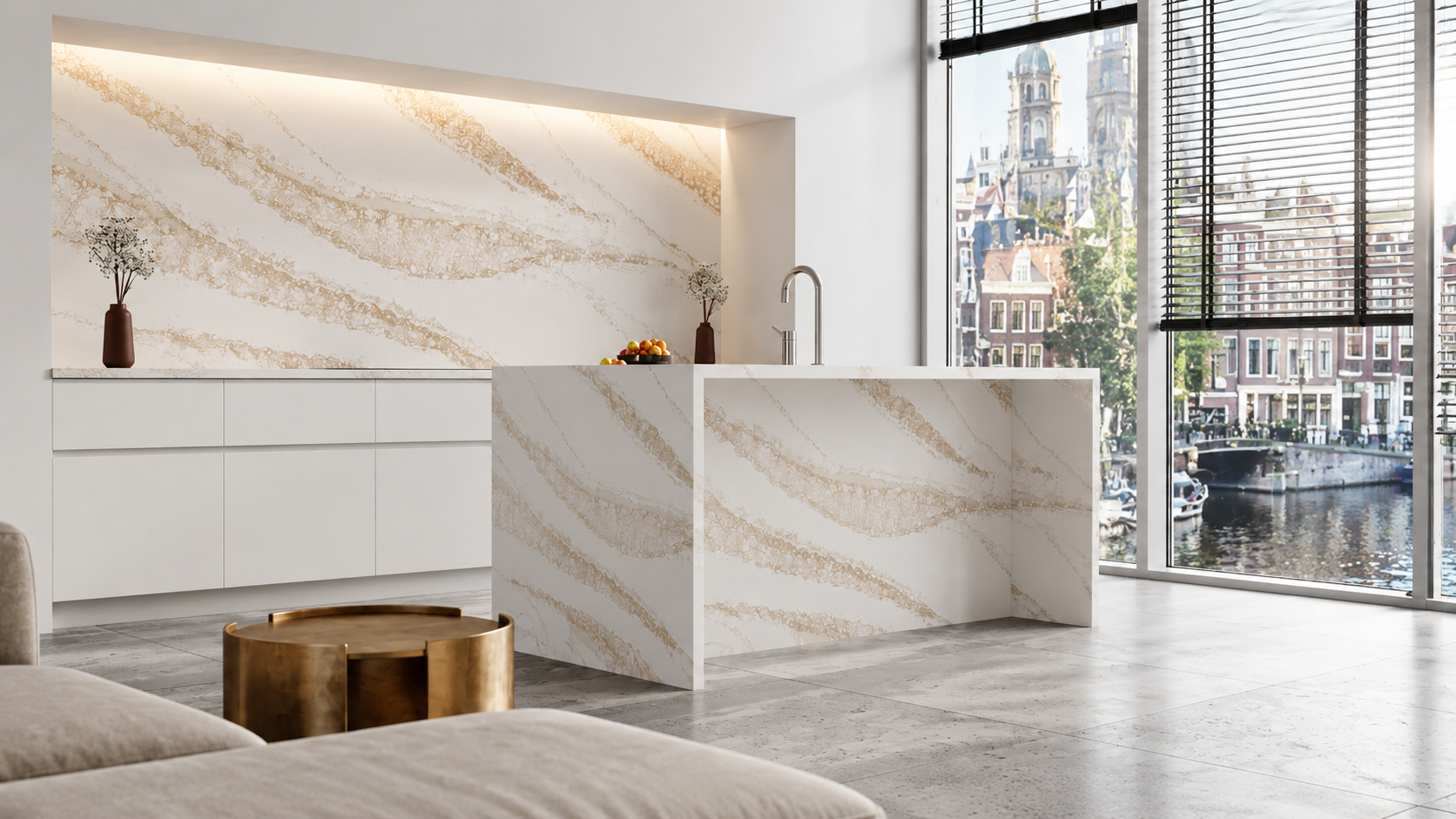 Luxury natural stone architectural interior