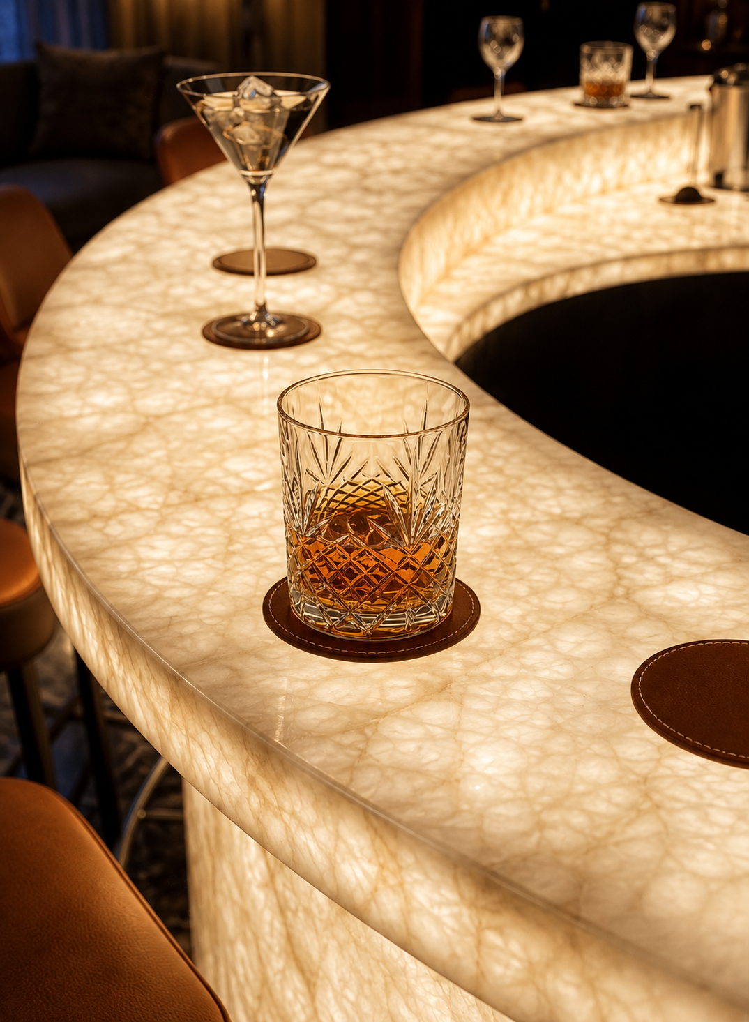 Onyx bar and counter application